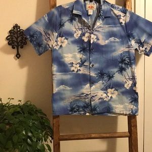 Blue and white mens XS hawiian shirt